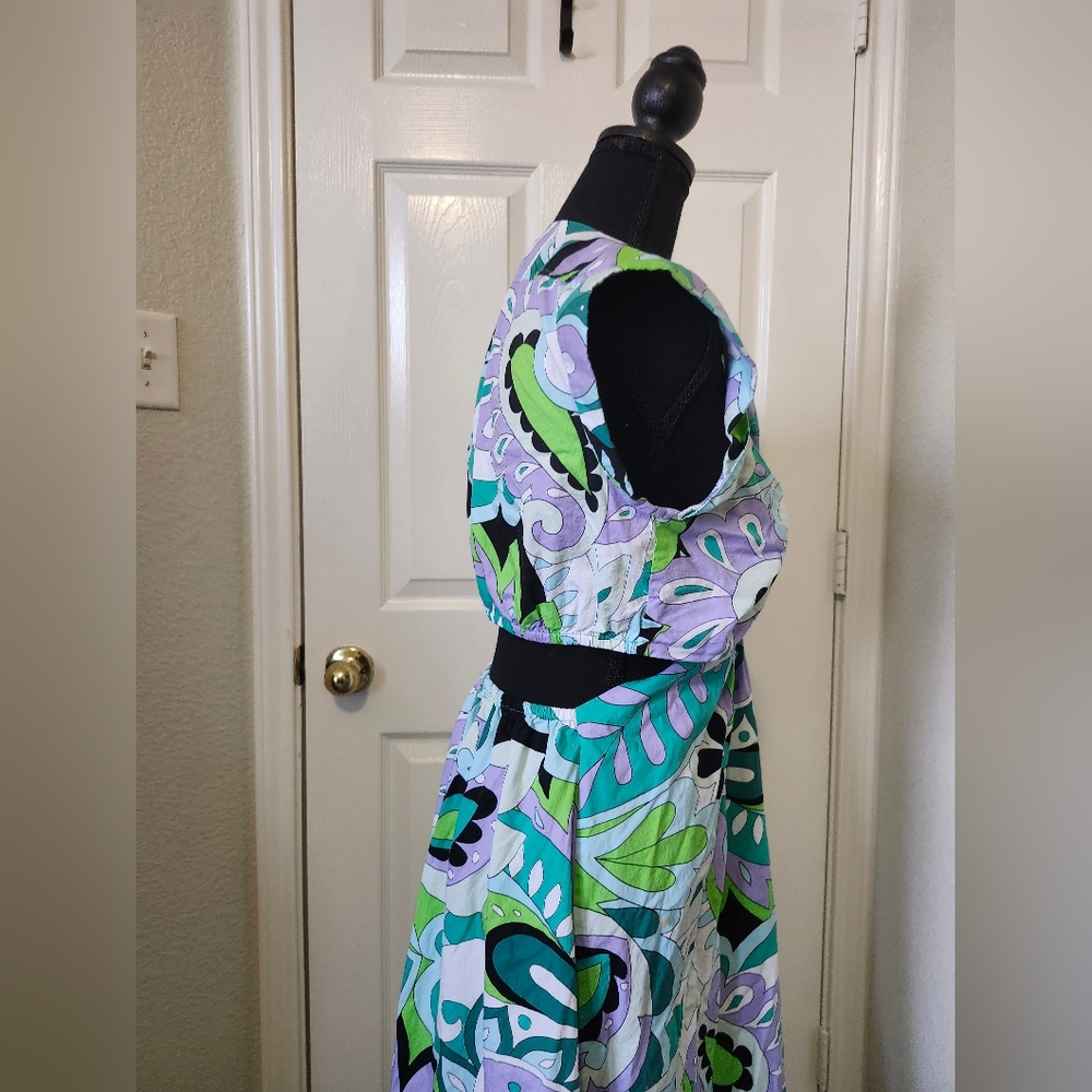 Steve Madden Teal Green Cutout Multicolor Maxi Dress M - Picture 4 of 12